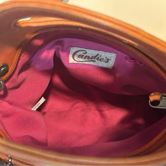 Vintage Y2K Candie’s Orange Faux Leather Crossbody Shoulder Bag Top Handle - Picture 10 of 12